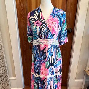 Lilly Pulitzer Maribella Maxi Dress - High Tide Navy Sugar Mambo Print - 14